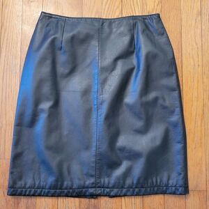 Wilsons Maxima 8 Leather Skirt Black Pencil Knee Back Slit Moto Steampunk Baddie